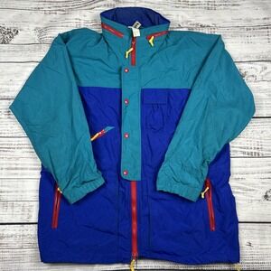 VTG Sierra Designs Jacket Zipup Mens XL Windbreaker Long Rain Coat Color Block